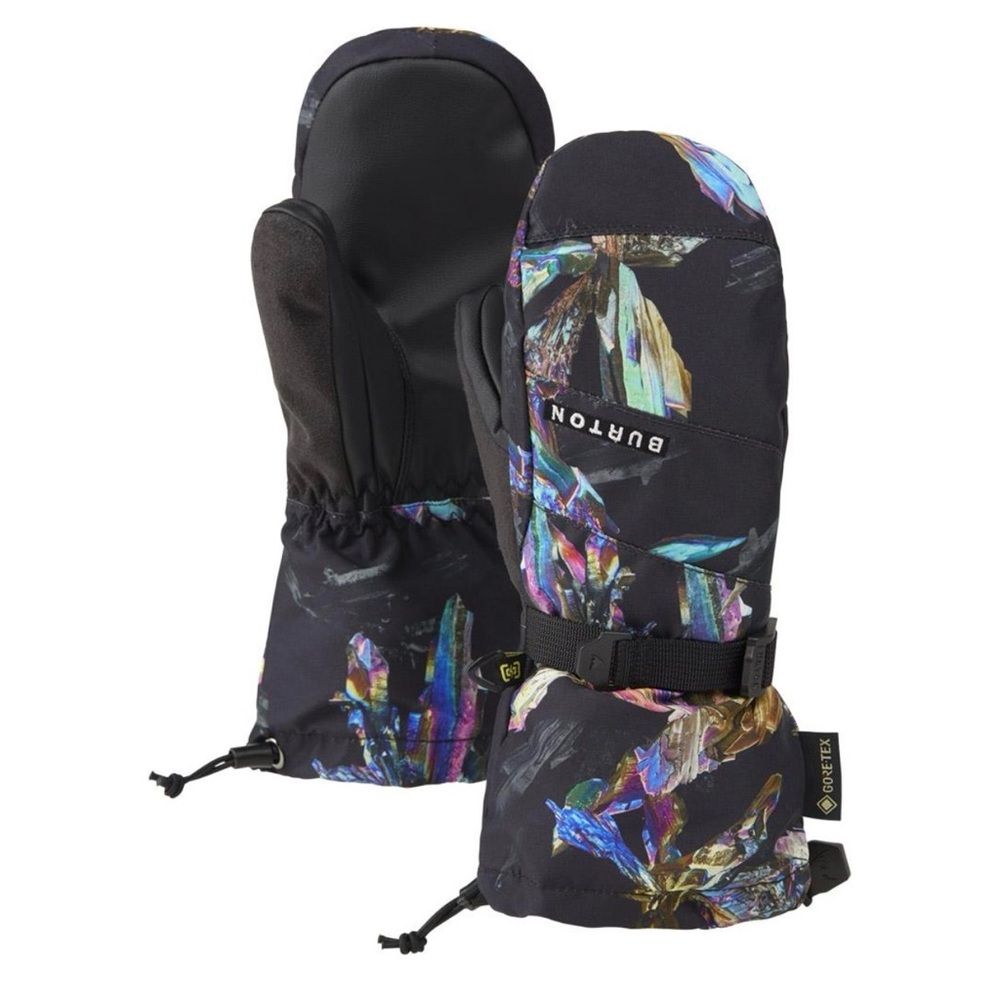 Burton Kids Black Mittens with Print -True Black Crystals